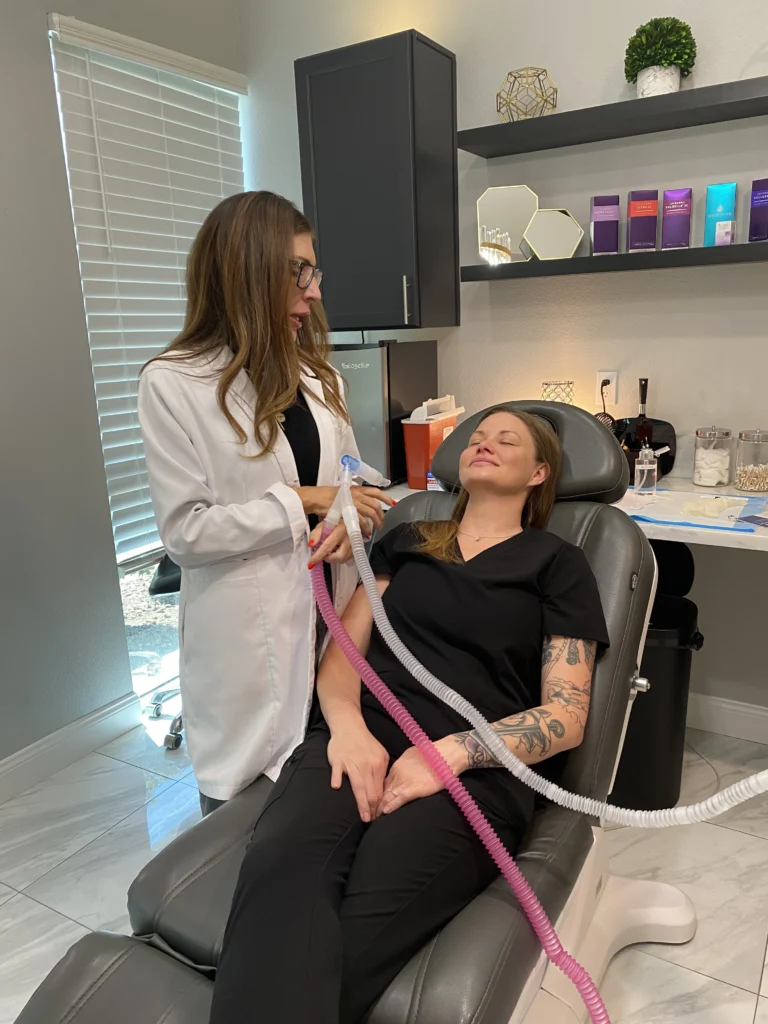 Laser skin treatment with Pro Nox pain management for comfortable experience Las Vegas