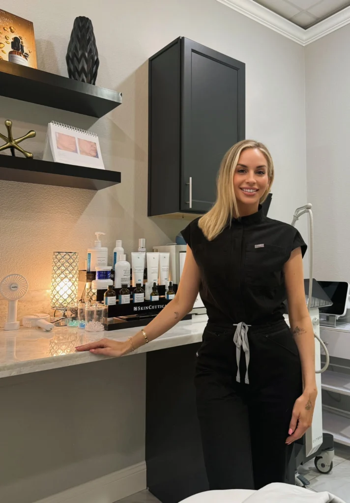 Licensed esthetician Meagan Irene performing professional melasma treatment at Center for Aesthetic Medicine